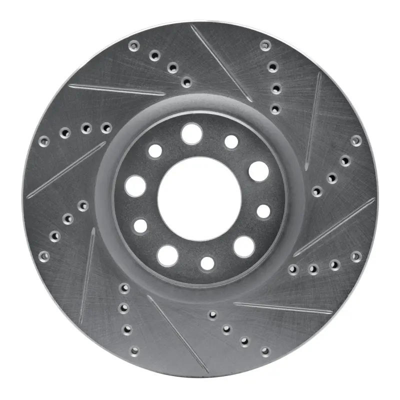 R1 13-23 Chrysler 200 Front Right Drilled & Slotted Silver Brake Rotor 1