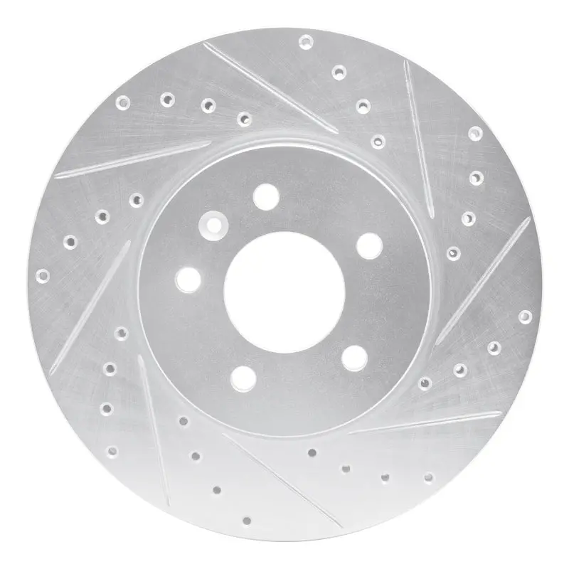 R1 13-25 Cadillac Ats Front Right Drilled & Slotted Silver Brake Rotor 1