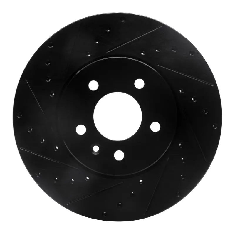R1 13-25 Cadillac Ct4 Front Left Drilled & Slotted Black Brake Rotor 1
