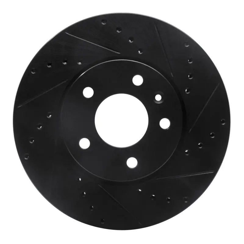 R1 13-25 Cadillac Ct4 Front Right Drilled & Slotted Black Brake Rotor 1