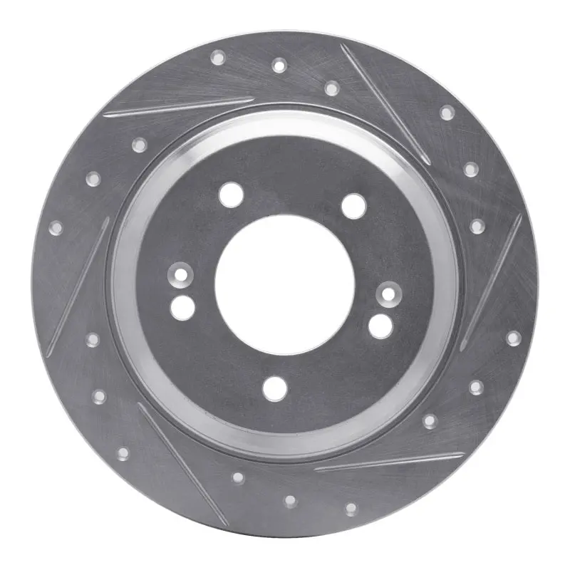 R1 13-25 Hyundai Elantra Gt Rear Right Drilled & Slotted Silver Brake Rotor 1