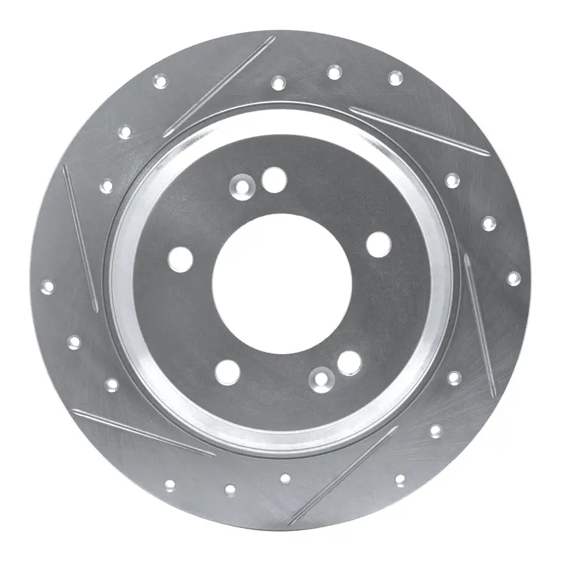 R1 13-25 Hyundai Sonata Rear Left Drilled & Slotted Silver Brake Rotor 1