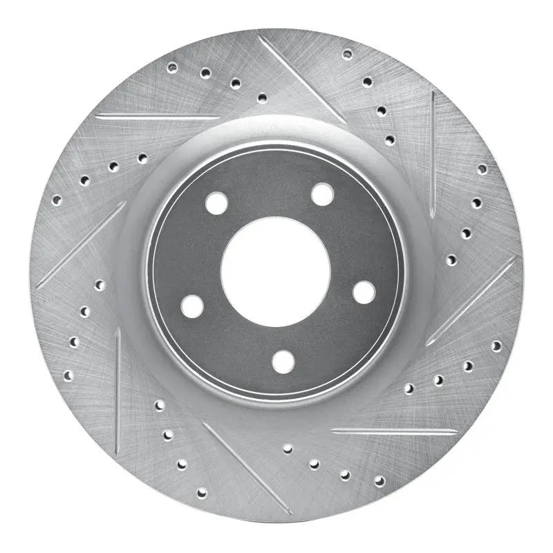 R1 13-25 Infiniti Jx35 Front Right Drilled & Slotted Silver Brake Rotor 1
