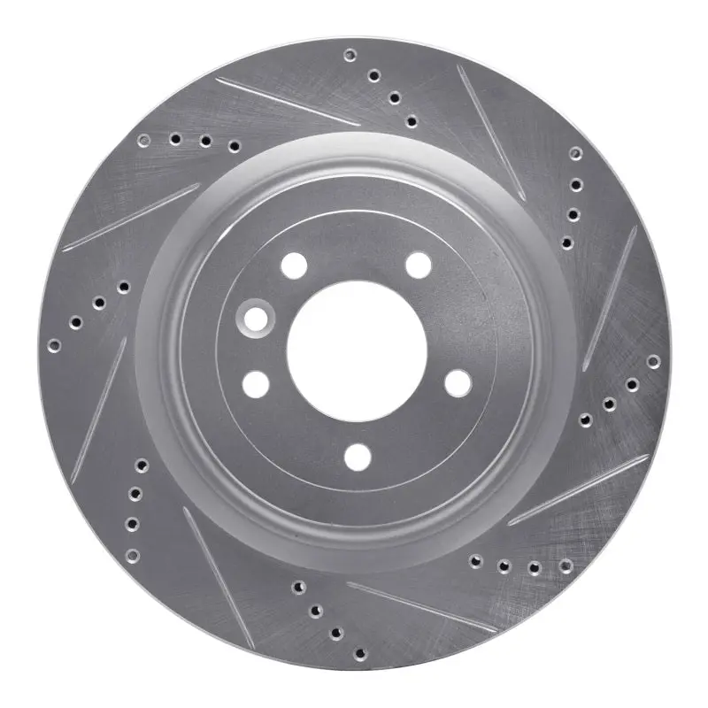 R1 13-25 Land Rover Defender 90 Rear Right Drilled & Slotted Silver Brake Rotor 1
