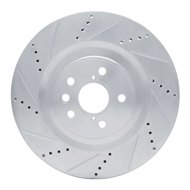 R1 13-25 Lexus Rc300 Left Front Drilled & Slotted Silver Brake Rotor 1