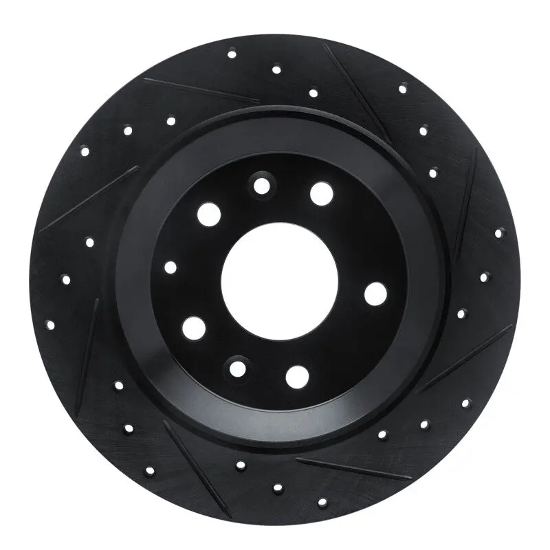 R1 13-25 Mazda Cx-30 Rear Right Drilled & Slotted Black Brake Rotor 1