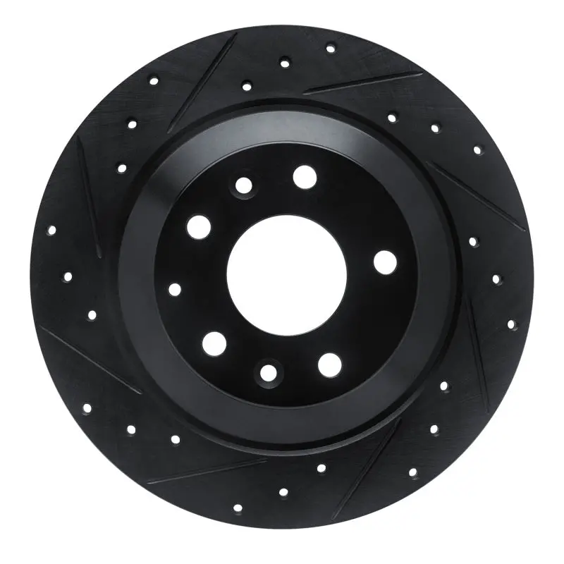 R1 13-25 Mazda Cx-5 Rear Left Drilled & Slotted Black Brake Rotor 1