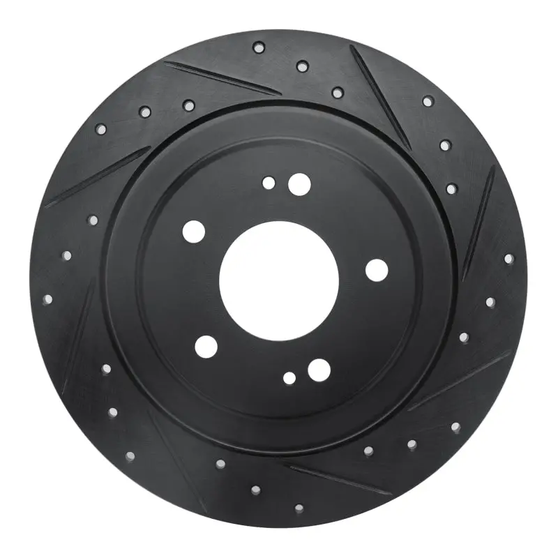 R1 13-25 Mitsubishi Eclipse Cross Rear Right Drilled & Slotted Black Brake Rotor 1
