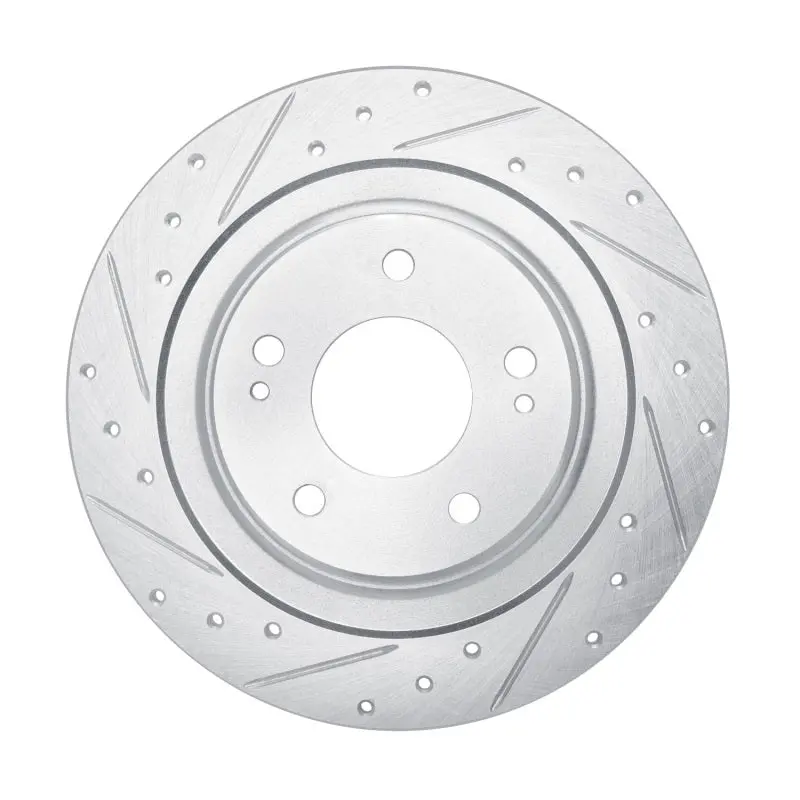 R1 13-25 Mitsubishi Outlander Phev Rear Left Drilled & Slotted Silver Brake Rotor 1