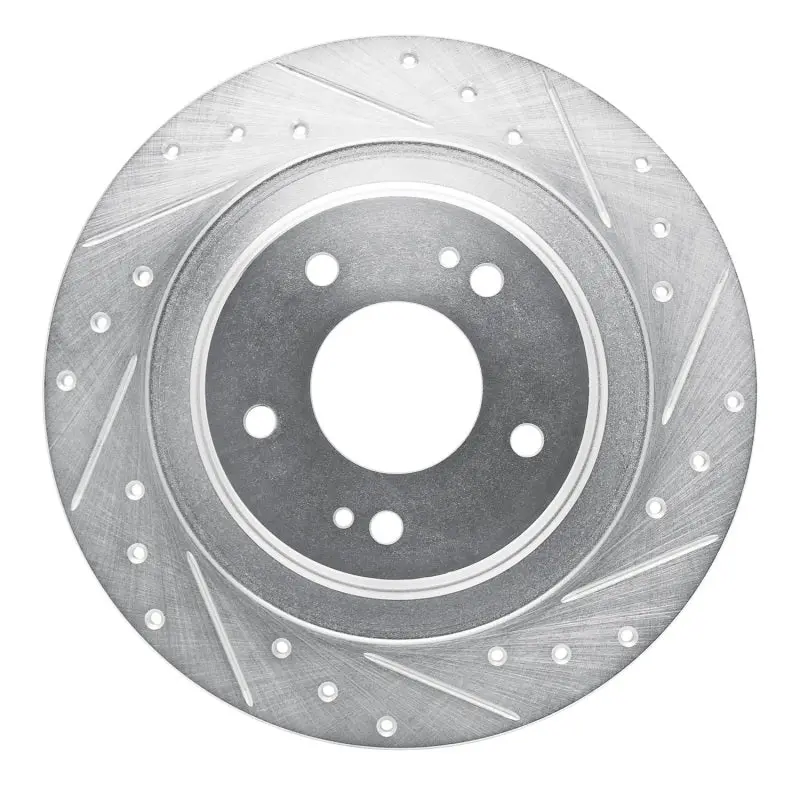 R1 13-25 Mitsubishi Outlander Phev Rear Right Drilled & Slotted Silver Brake Rotor 1