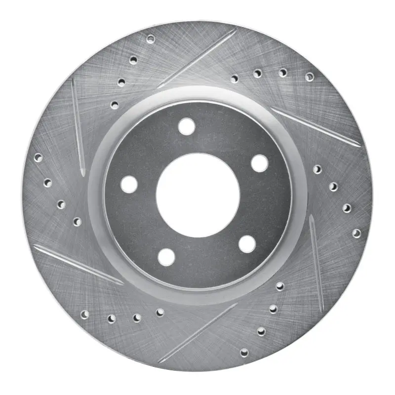 R1 13-25 Nissan Altima Front Left Drilled & Slotted Silver Brake Rotor 1