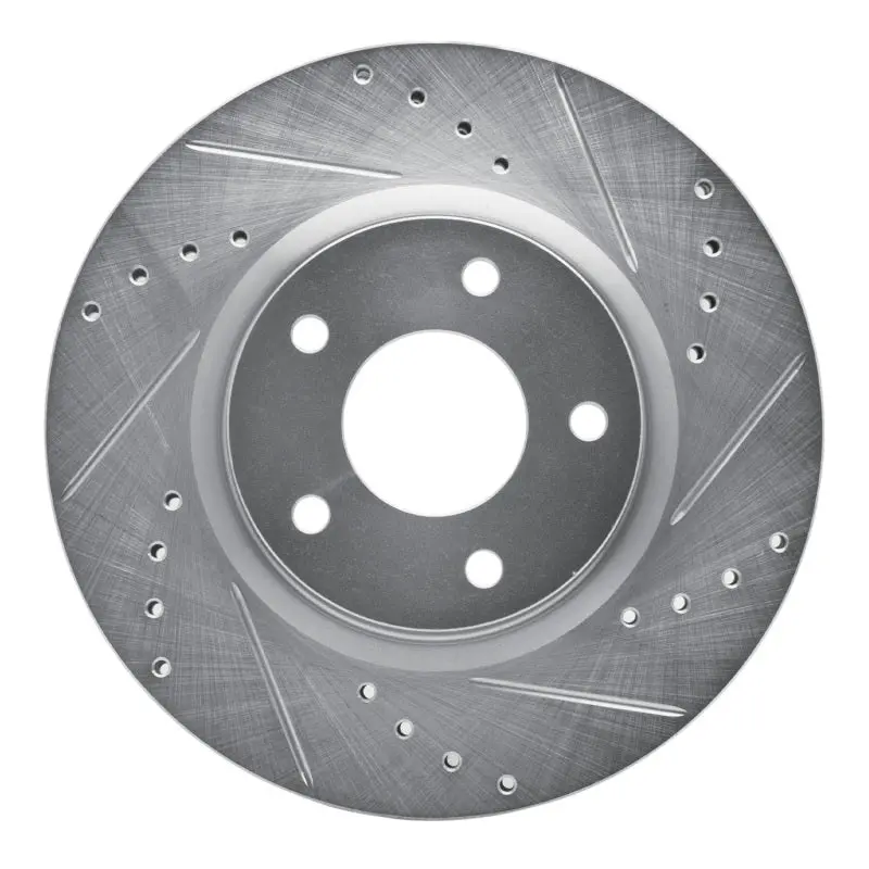 R1 13-25 Nissan Altima Front Right Drilled & Slotted Silver Brake Rotor 1