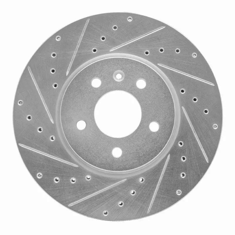R1 14-19 Buick Cascada Front Left Drilled & Slotted Silver Brake Rotor 1