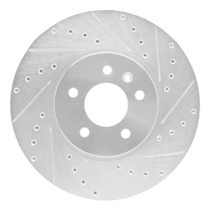 R1 14-19 Buick Cascada Front Right Drilled & Slotted Silver Brake Rotor 1