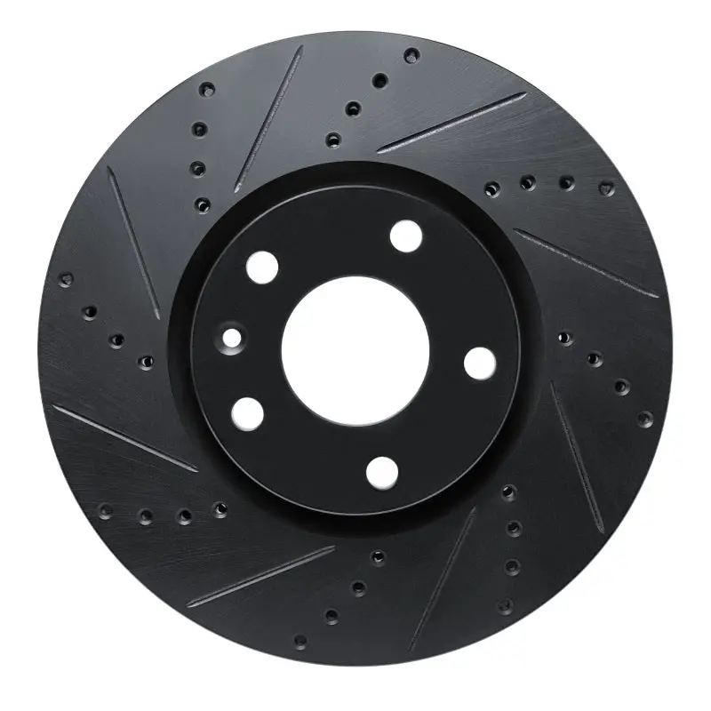 R1 14-19 Chevrolet Corvette Front Left Drilled & Slotted Black Brake Rotor 1