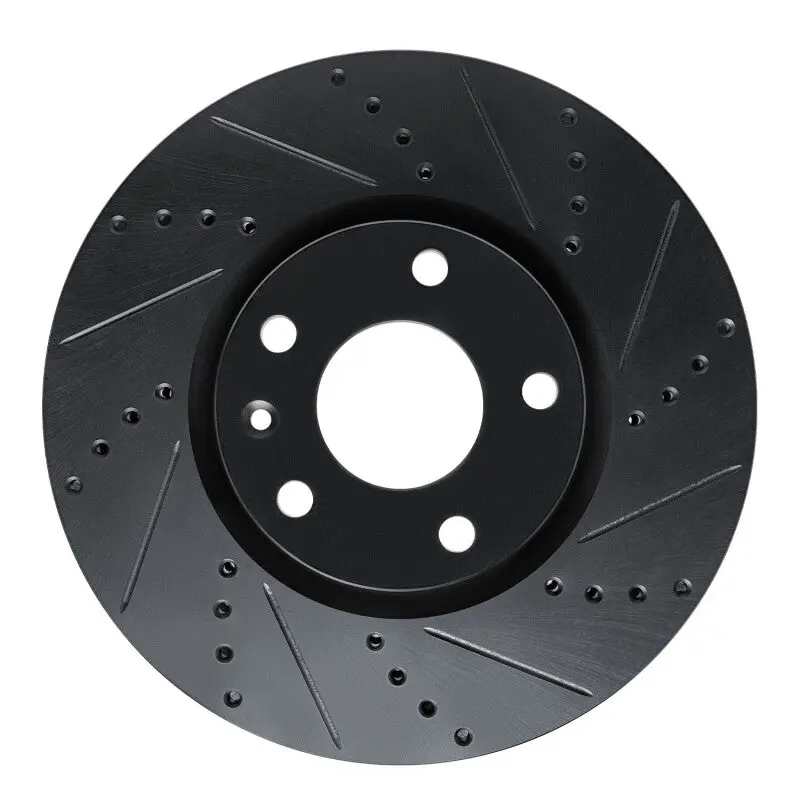 R1 14-19 Chevrolet Corvette Front Right Drilled & Slotted Black Brake Rotor 1