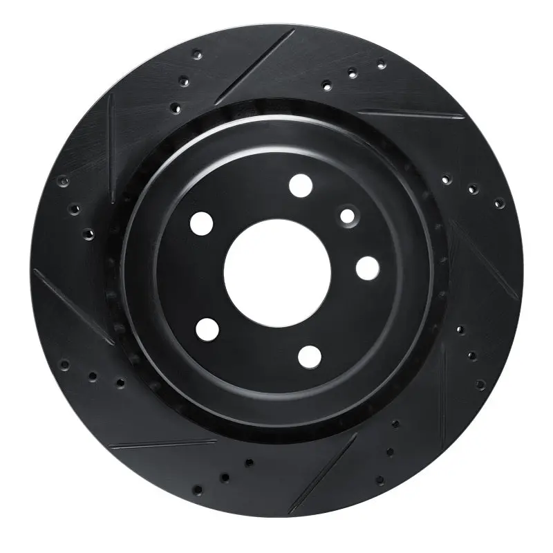R1 14-19 Chevrolet Corvette Rear Left Drilled & Slotted Black Brake Rotor 1