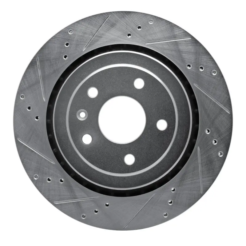 R1 14-19 Chevrolet Corvette Rear Left Drilled & Slotted Silver Brake Rotor 1