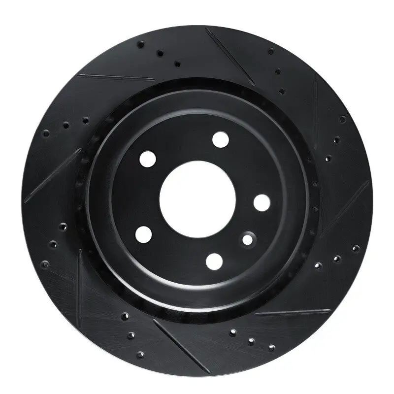 R1 14-19 Chevrolet Corvette Rear Right Drilled & Slotted Black Brake Rotor 1