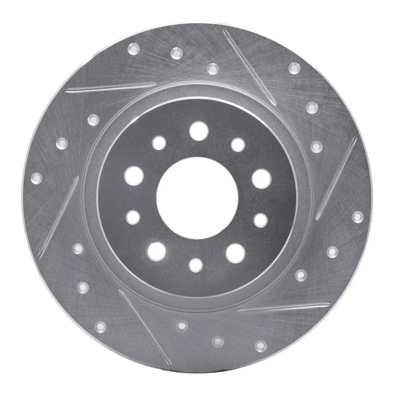 R1 14-19 Fiat 500L Rear Right Drilled & Slotted Silver Brake Rotor 1