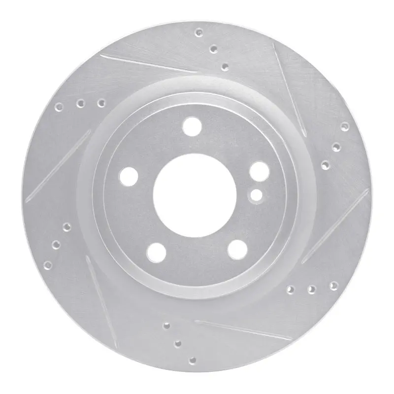 R1 14-19 Mercedes-Benz Cla250 Rear Right Drilled & Slotted Silver Brake Rotor 1