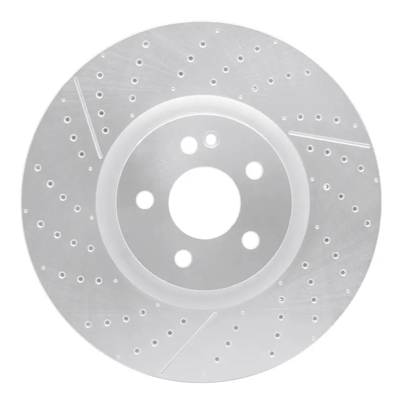 R1 14-19 Mercedes-Benz Gla45 Amg Front Drilled & Slotted Silver Brake Rotor 1