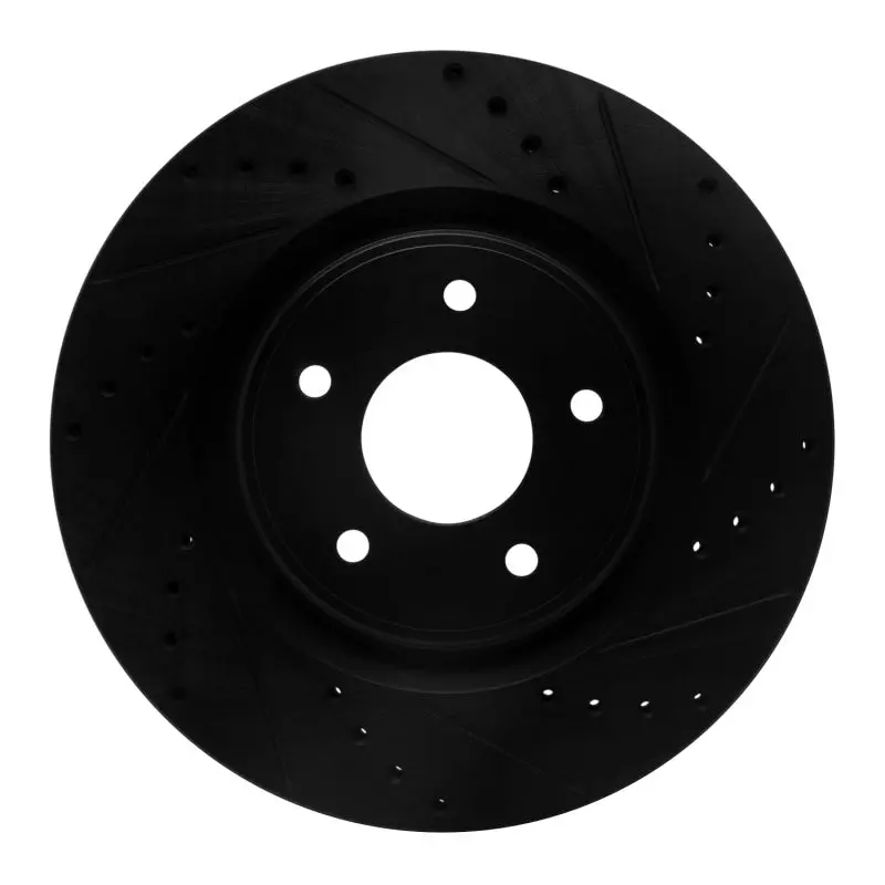 R1 14-19 Nissan Rogue Front Right Drilled & Slotted Black Brake Rotor 1