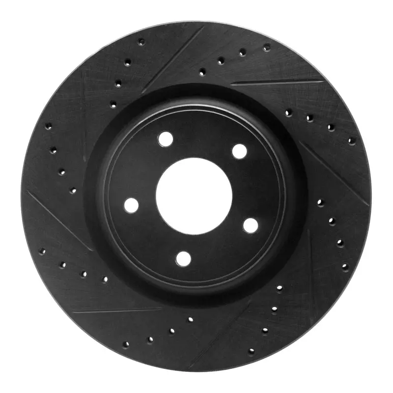 R1 14-19 Nissan X-Trail (Mexico) Front Left Drilled & Slotted Black Brake Rotor 1