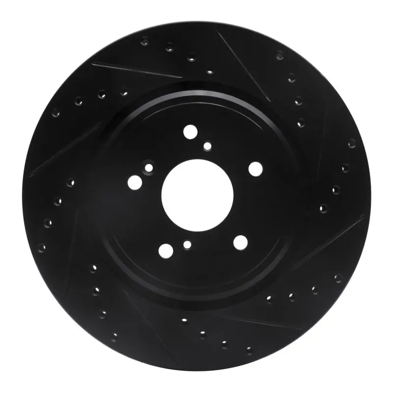 R1 14-20 Acura Mdx Front Right Drilled & Slotted Black Brake Rotor 1