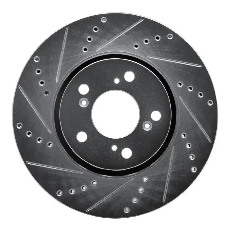 R1 14-20 Acura Rlx Front Left Drilled & Slotted Silver Brake Rotor 1