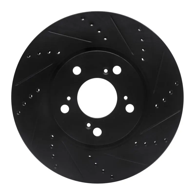 R1 14-20 Acura Rlx Front Right Drilled & Slotted Black Brake Rotor 1