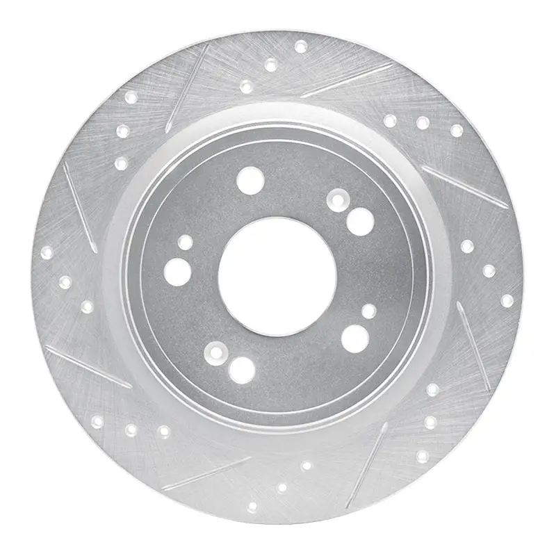R1 14-20 Acura Rlx Rear Left Drilled & Slotted Silver Brake Rotor 1