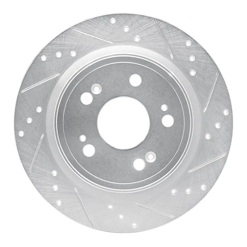 R1 14-20 Acura Rlx Rear Right Drilled & Slotted Silver Brake Rotor 1