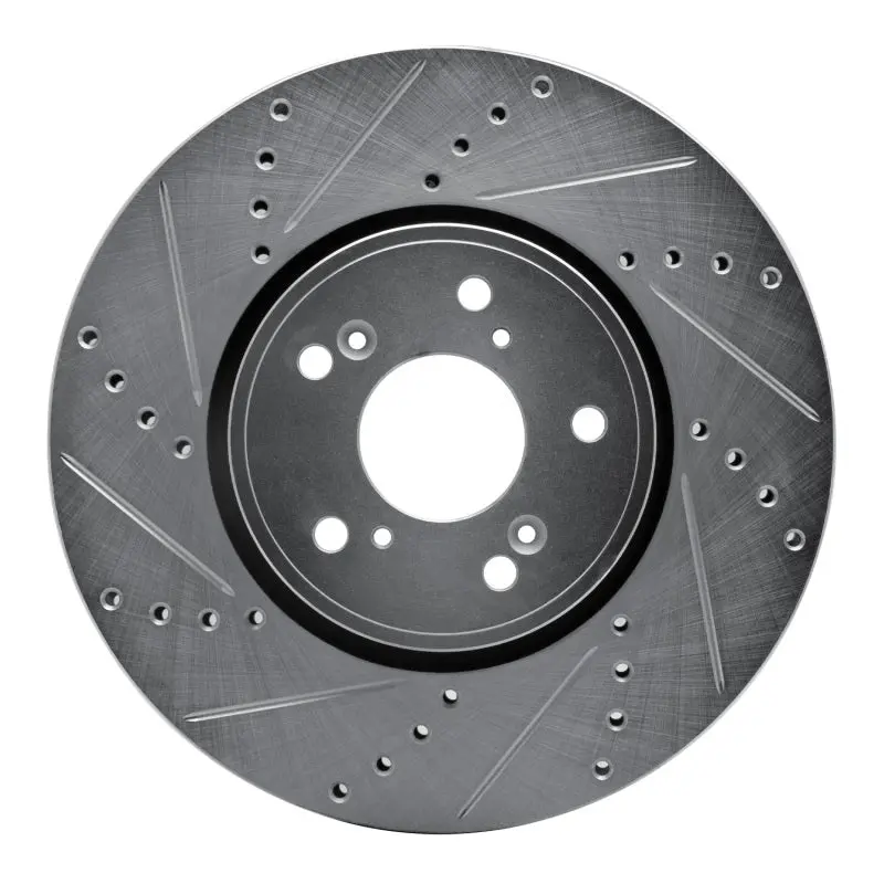 R1 14-20 Acura Tlx Front Left Drilled & Slotted Silver Brake Rotor 1