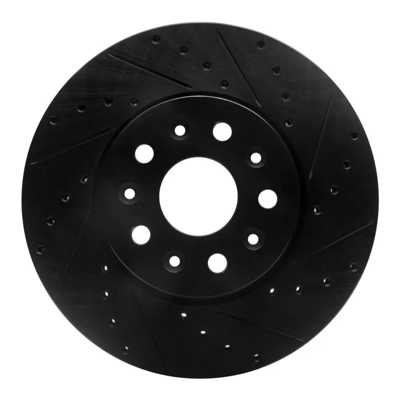 R1 14-20 Cadillac Ct6 Front Right Drilled & Slotted Black Brake Rotor 1