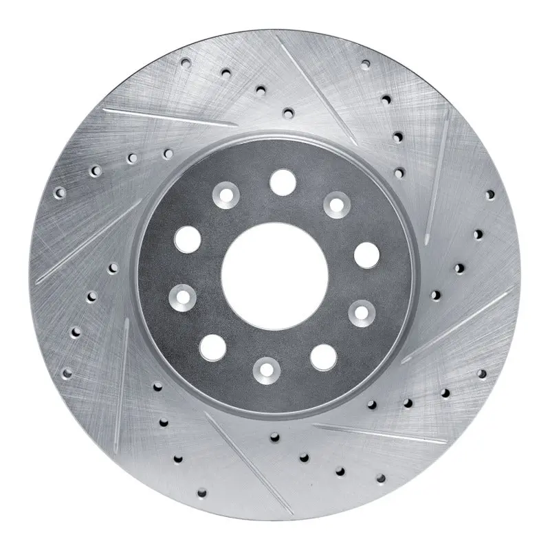 R1 14-20 Cadillac Ct6 Front Right Drilled & Slotted Silver Brake Rotor 1