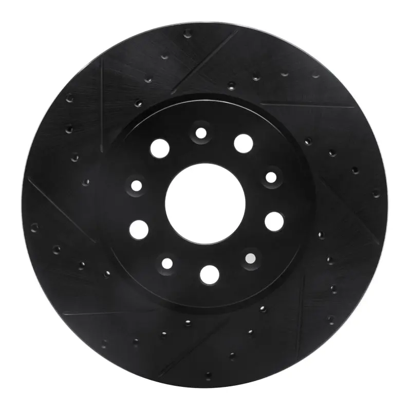 R1 14-20 Cadillac Cts Front Left Drilled & Slotted Black Brake Rotor 1