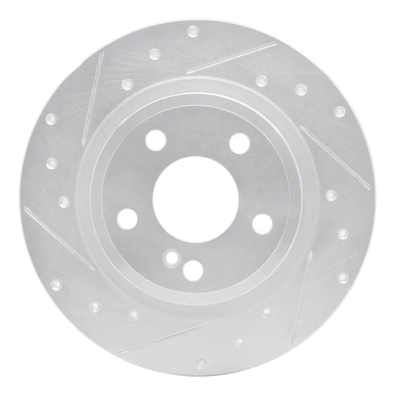 R1 14-20 Infiniti Qx30 Rear Left Drilled & Slotted Silver Brake Rotor 1