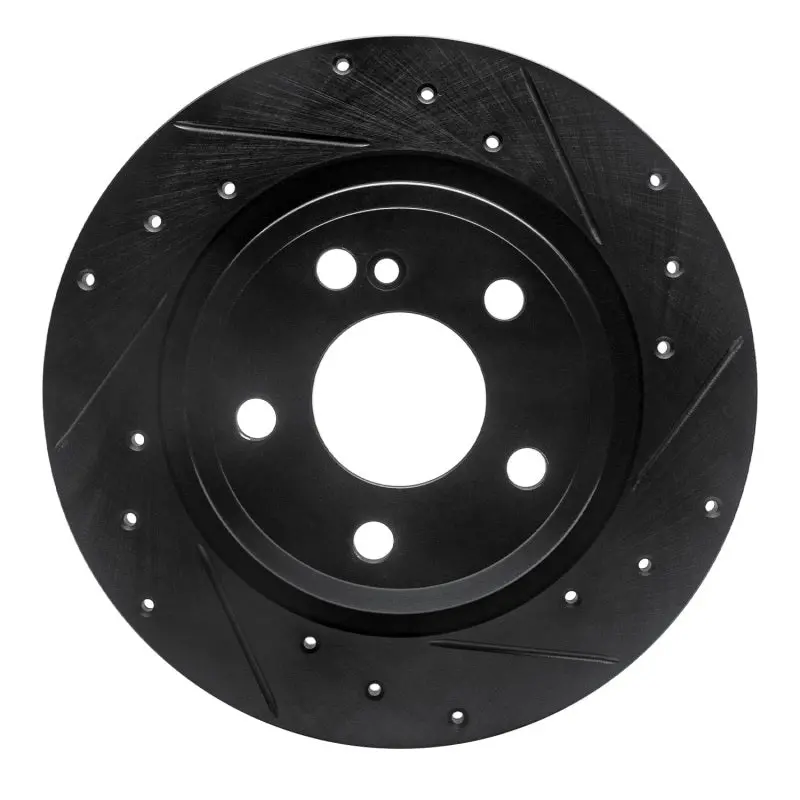 R1 14-20 Infiniti Qx30 Rear Right Drilled & Slotted Black Brake Rotor 1