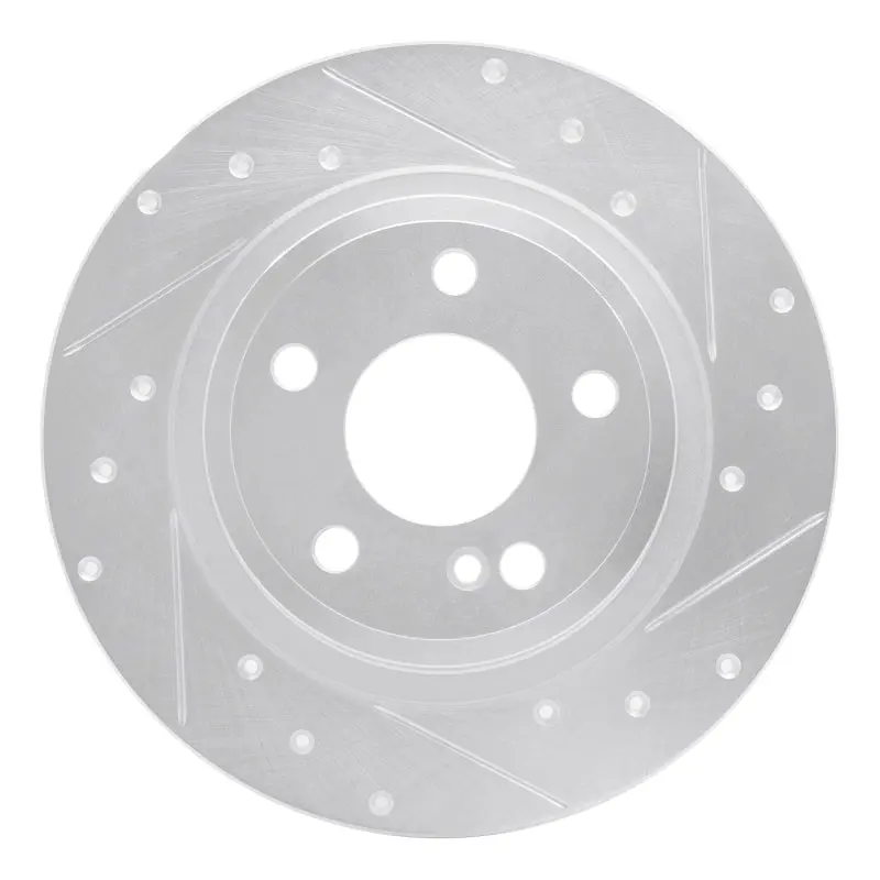 R1 14-20 Infiniti Qx30 Rear Right Drilled & Slotted Silver Brake Rotor 1