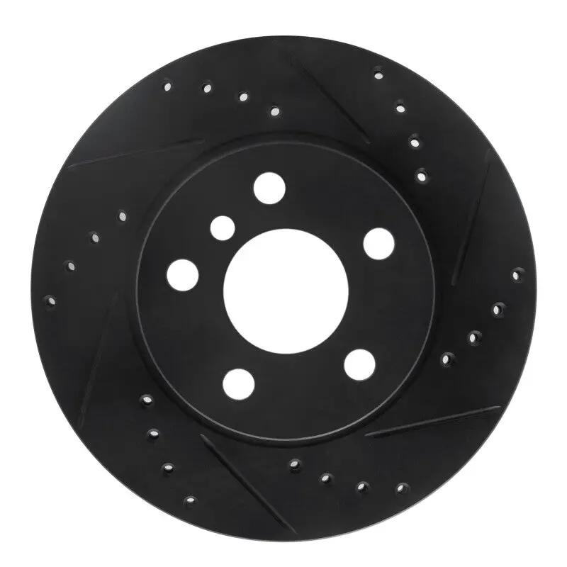 R1 14-21 Bmw I3 Front Right Drilled & Slotted Black Brake Rotor 1