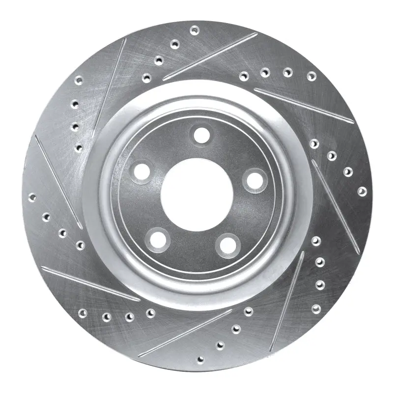 R1 14-21 Jaguar F-Type Rear Left Drilled & Slotted Silver Brake Rotor 1
