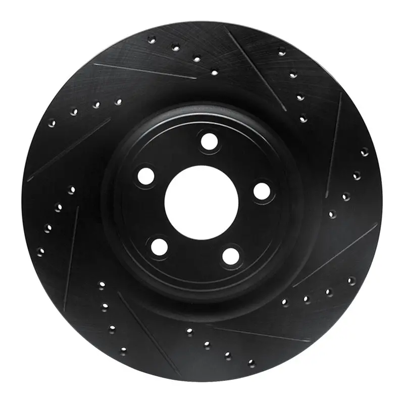 R1 14-21 Jaguar F-Type Rear Right Drilled & Slotted Black Brake Rotor 1