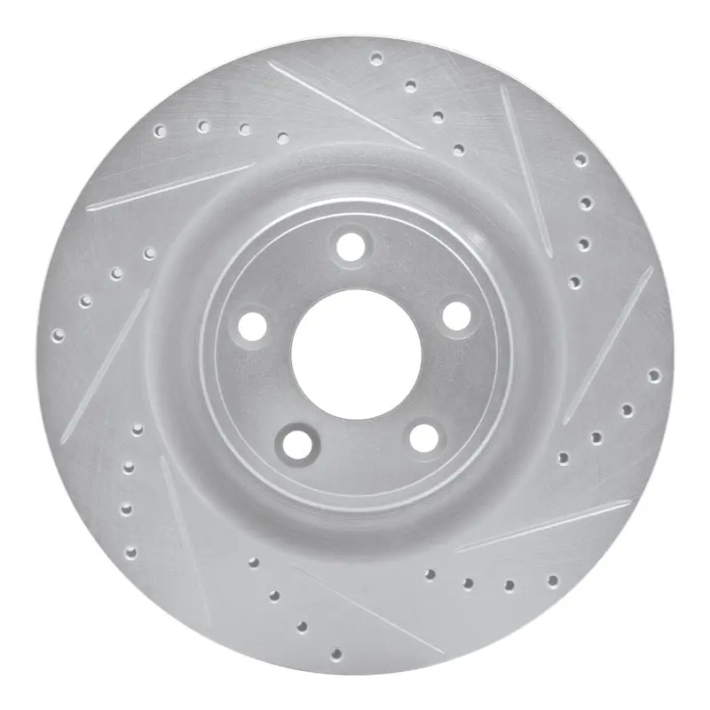 R1 14-21 Jaguar Xj Rear Right Drilled & Slotted Silver Brake Rotor 1