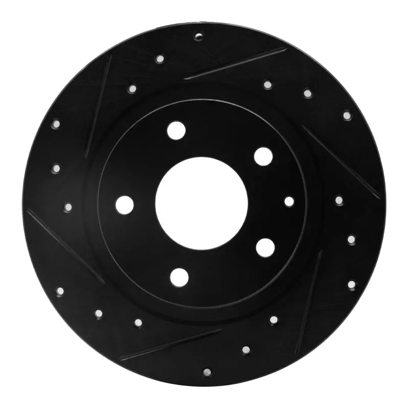 R1 14-21 Mazda 6 Rear Left Drilled & Slotted Black Brake Rotor 1