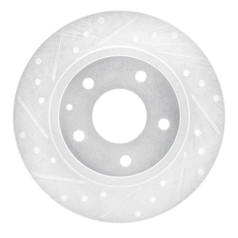 R1 14-21 Mazda 6 Rear Left Drilled & Slotted Silver Brake Rotor 1