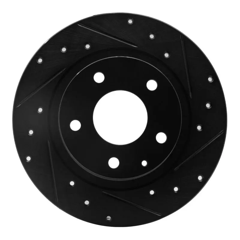 R1 14-21 Mazda 6 Rear Right Drilled & Slotted Black Brake Rotor 1