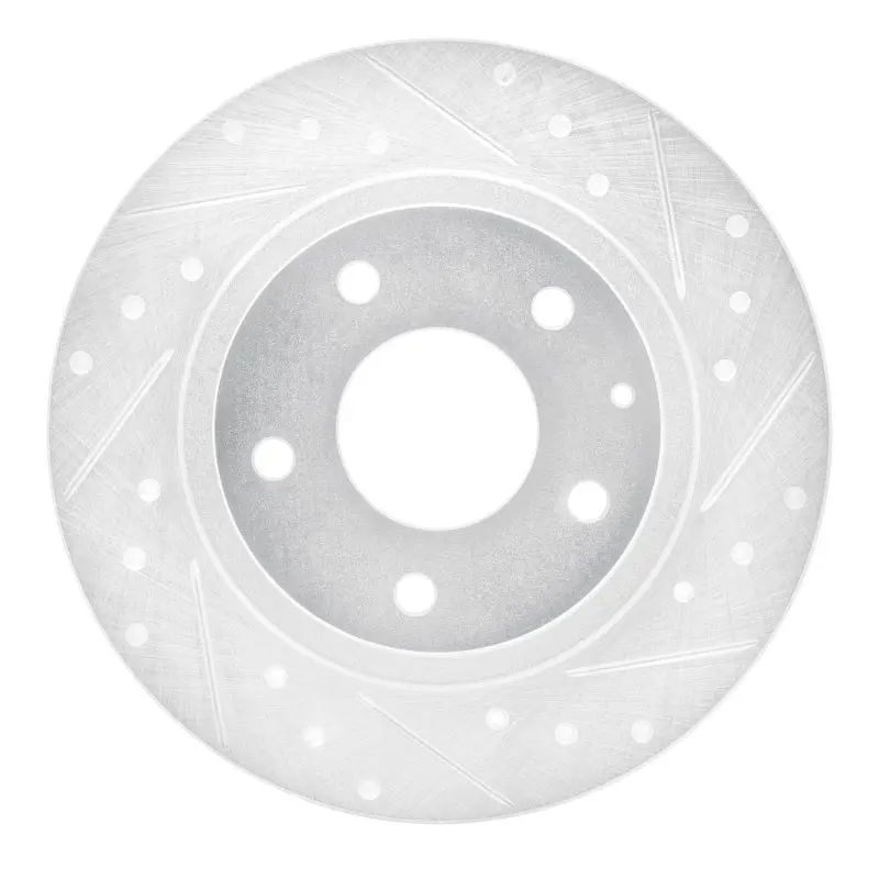 R1 14-21 Mazda 6 Rear Right Drilled & Slotted Silver Brake Rotor 1