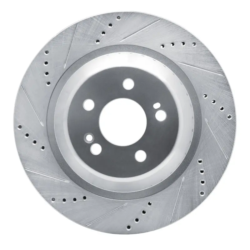 R1 14-21 Mercedes-Benz S550e Rear Left Drilled & Slotted Silver Brake Rotor 1