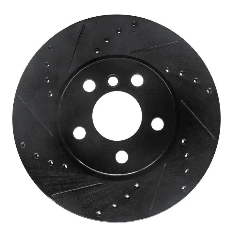 R1 14-21 Mini Cooper (Excl Clubman) Front Left Drilled & Slotted Black Brake Rotor 1